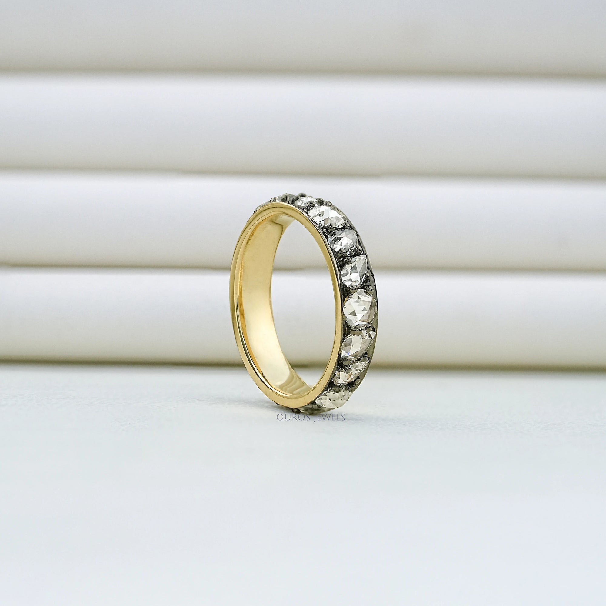 Rose Cut Diamond Eternity Wedding Band Rings