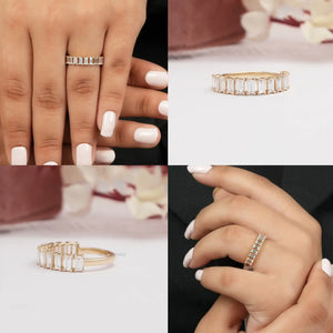 [Collage grid of Lab Diamond Baguette Cut Ring]-[Ouros Jewels]