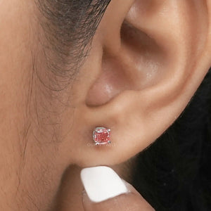 Pink Cushion Cut Stud Earring