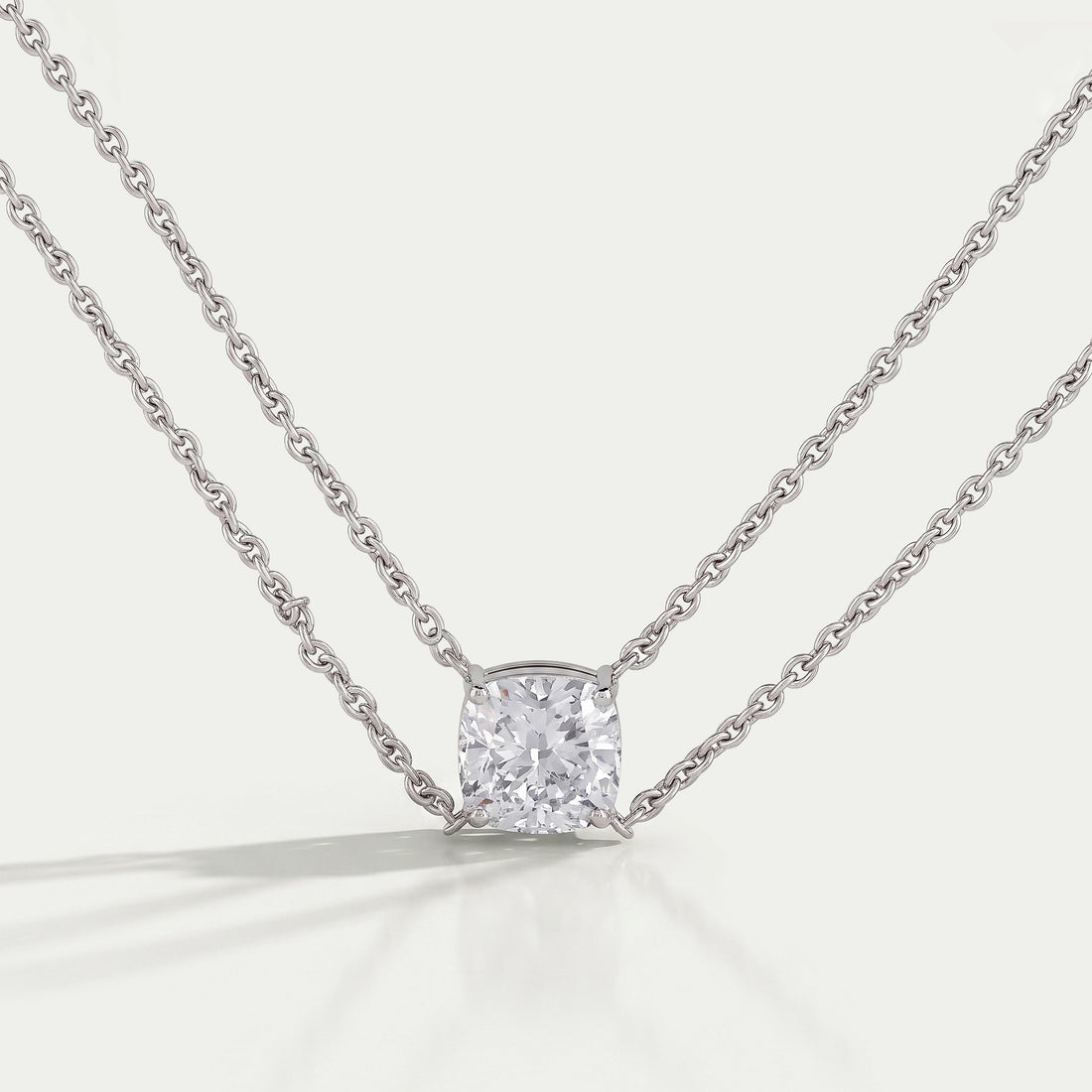 Cushion Cut Lab Diamond Dual Layer Chain Necklace for Women Necklaces