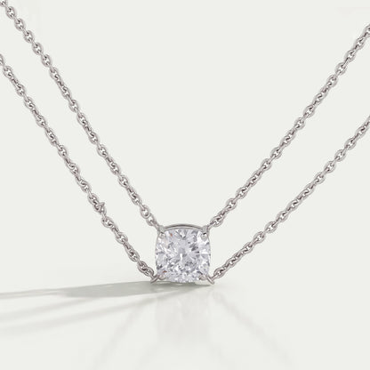 Cushion Cut Lab Diamond Dual Layer Chain Necklace for Women Necklaces