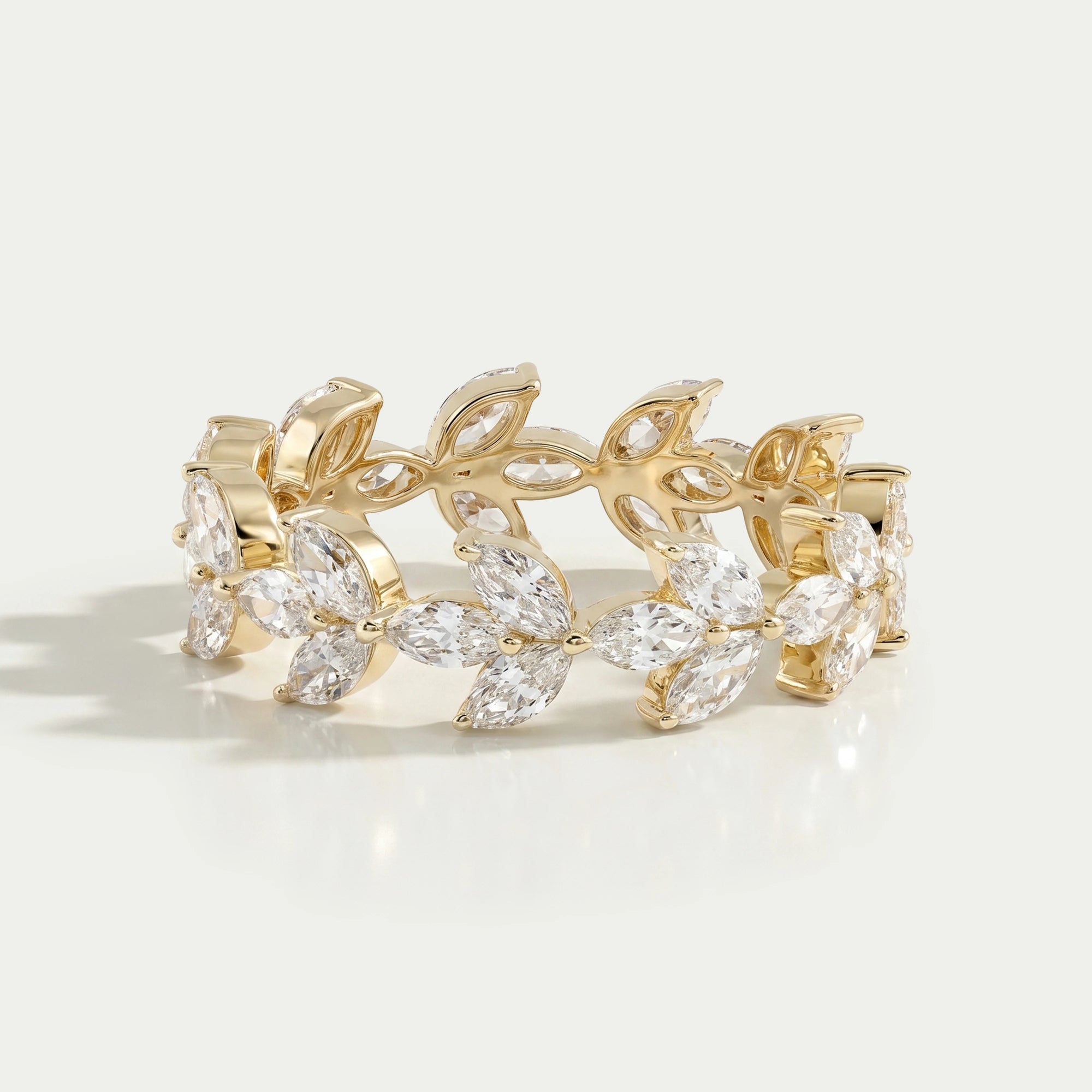 Marquise Diamond Leaf Pattern Eternity Band