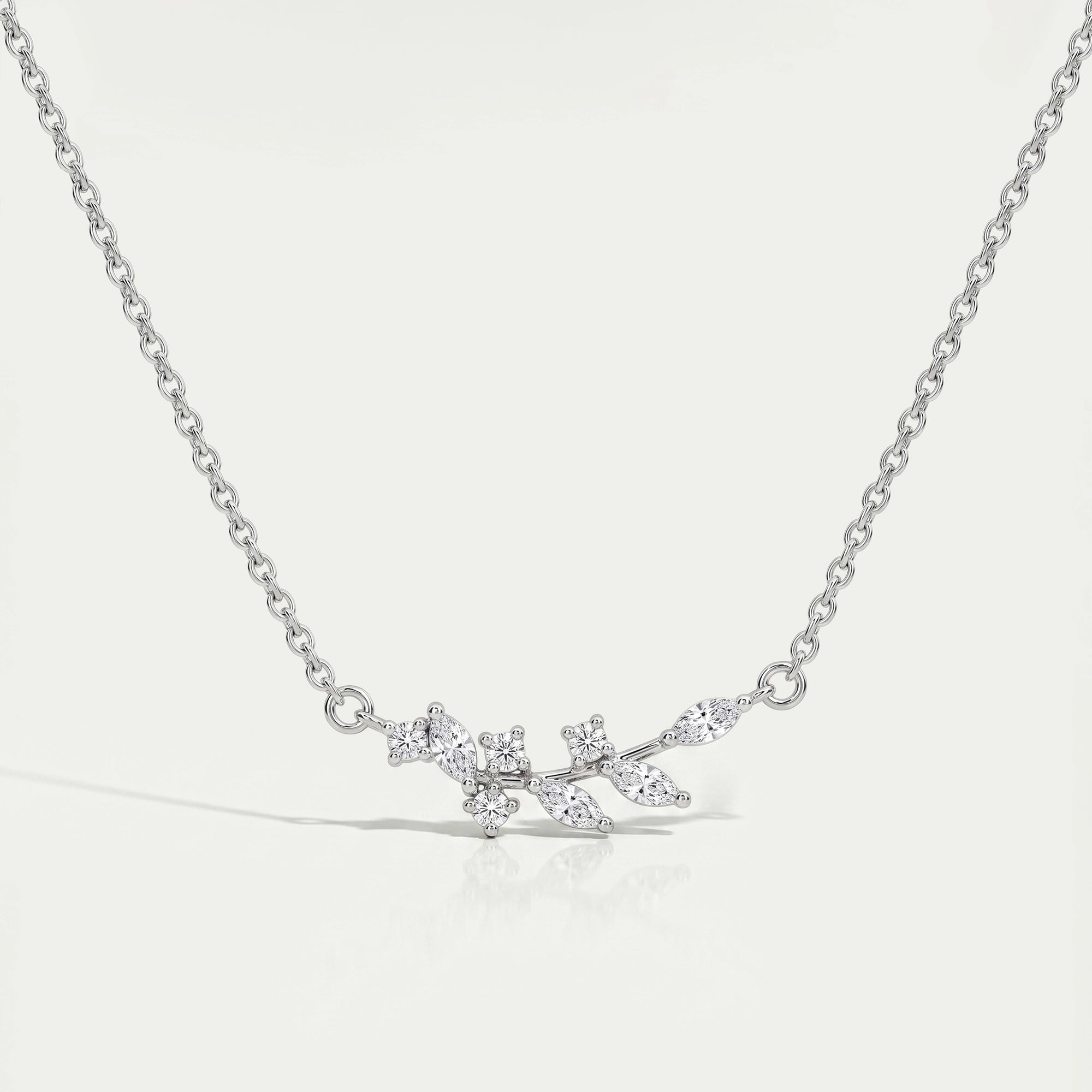 Marquise Cut Lab Diamond Leaf Pendant