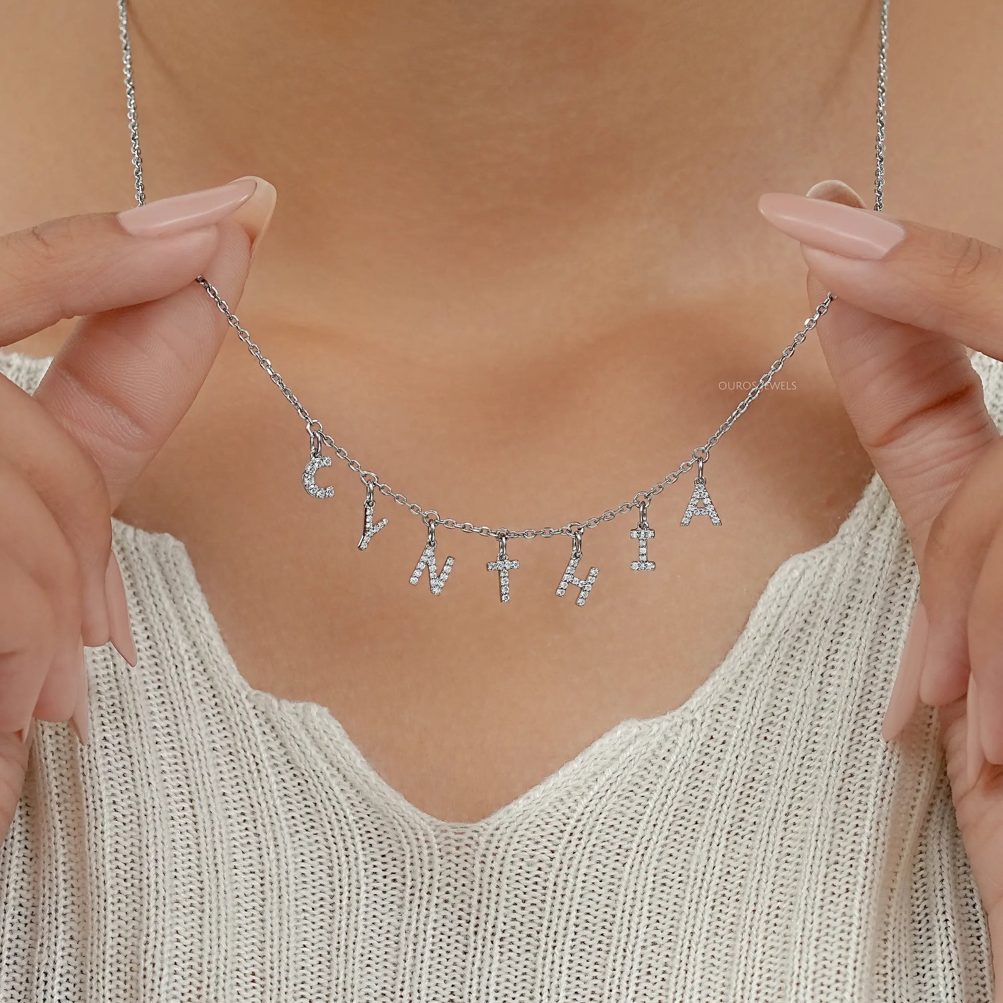 CYNTHIA Letter Round Lab Customize Necklace