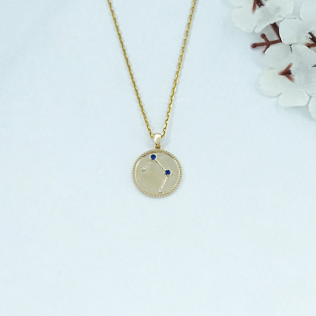 Libra Zodiac Sign Sapphire Gemstone Pendant