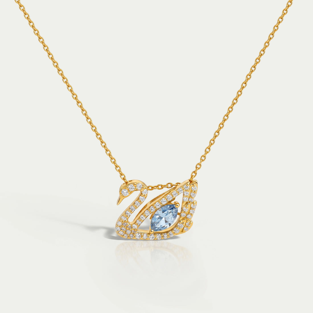 Light Blue Marquise Cut Diamond Swan Necklace Necklaces
