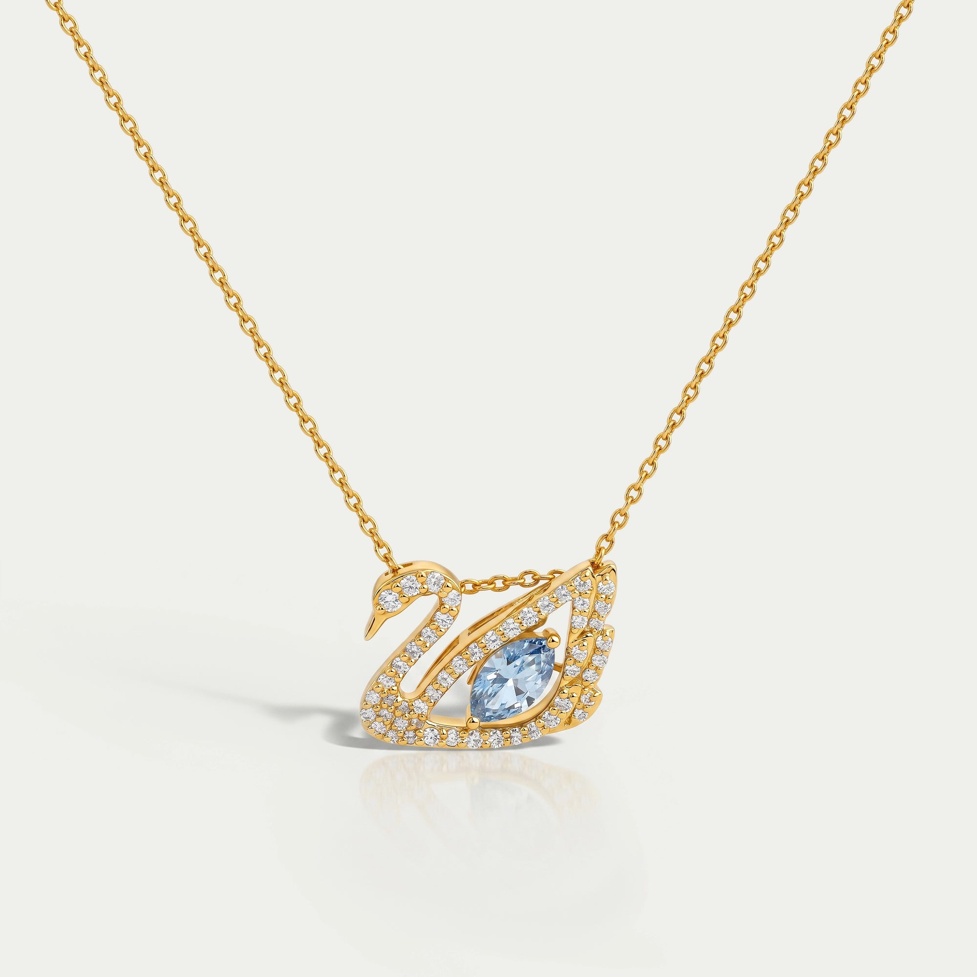 Light Blue Marquise Cut Diamond Swan Necklace Necklaces