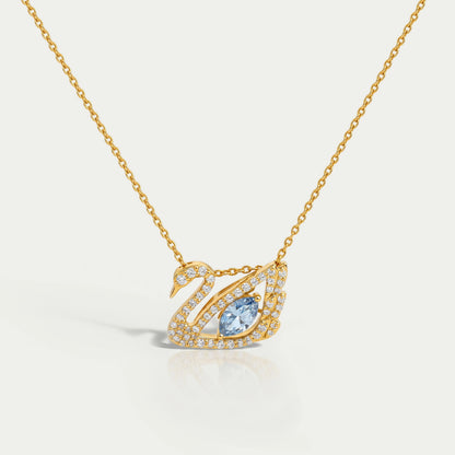 Light Blue Marquise Cut Diamond Swan Necklace Necklaces