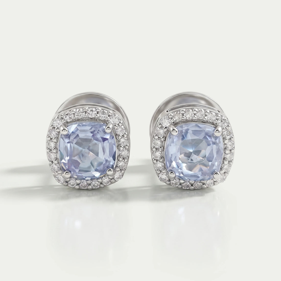 Light Purple Square Cushion Halo Stud Earrings Earring