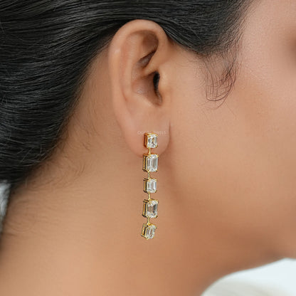 Emerald Lab Diamond Liner Drop Earrings Earring