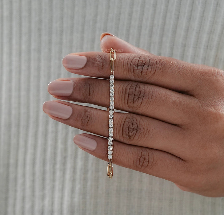 Bracelet à maillons avec diamants de laboratoire à taille ronde