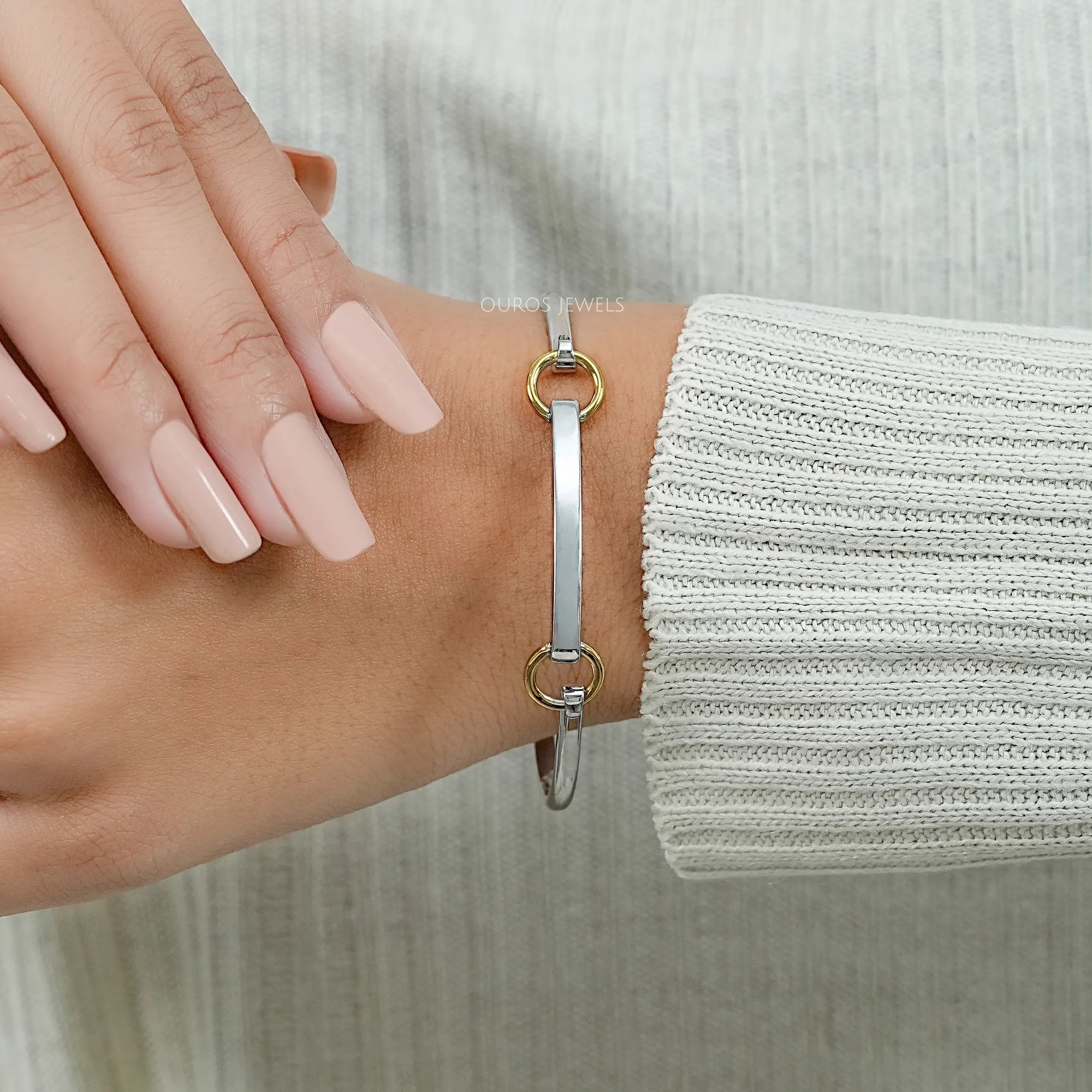 White Gold Linked Bangle