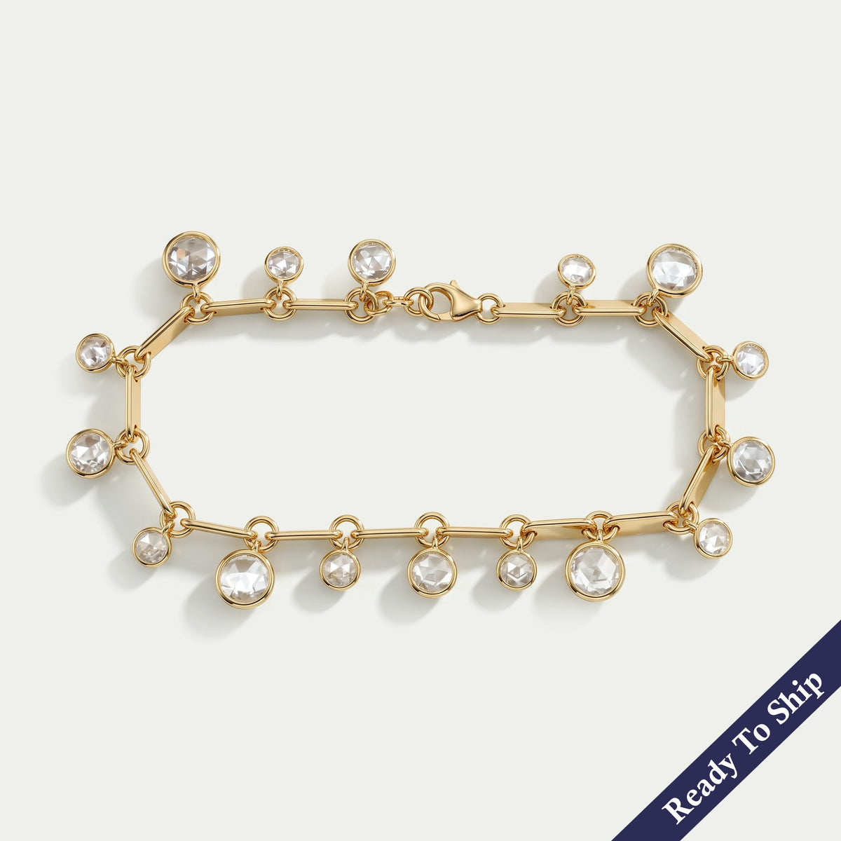 Bracelet chaîne à stations en diamant de laboratoire taille rose