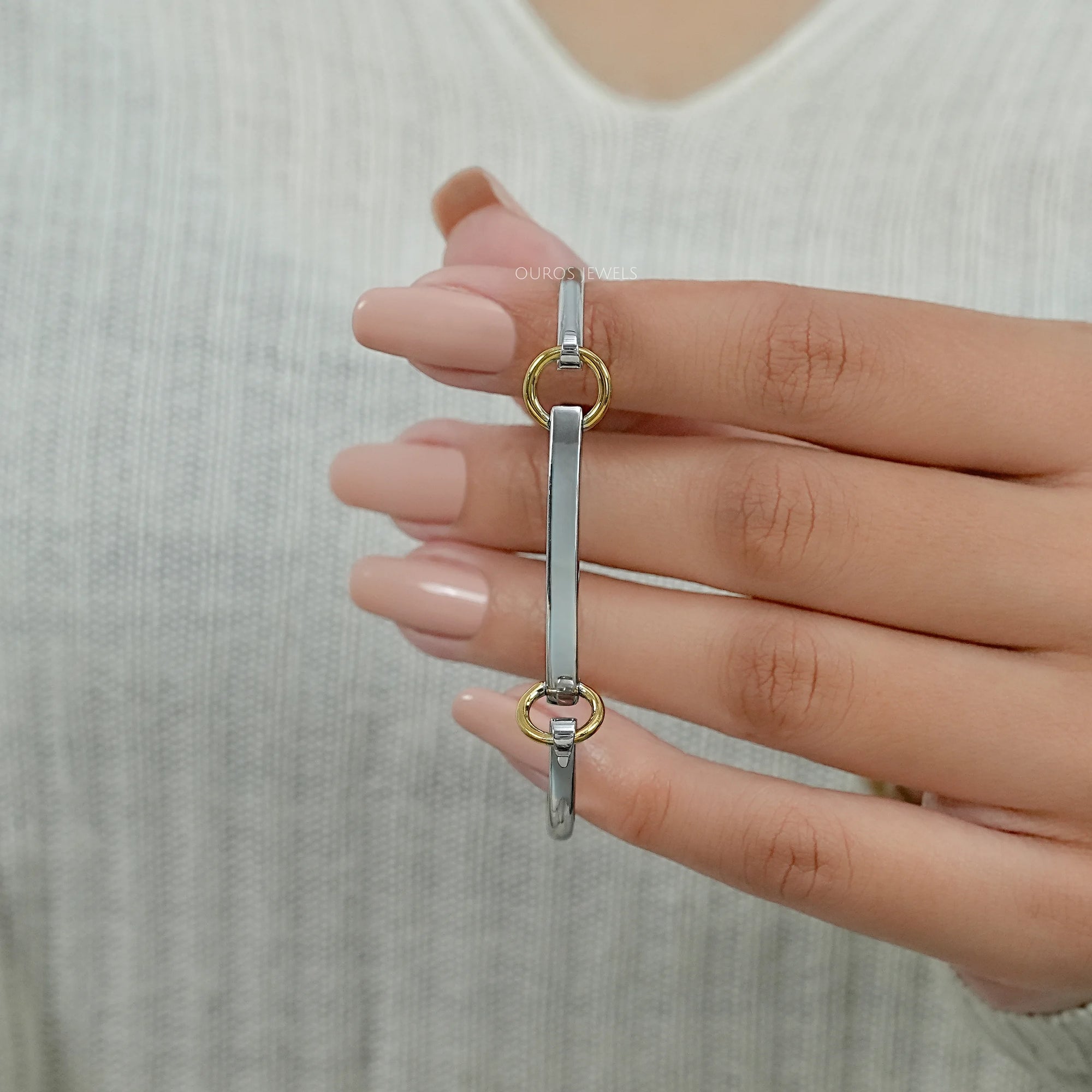 White Gold Linked Bangle