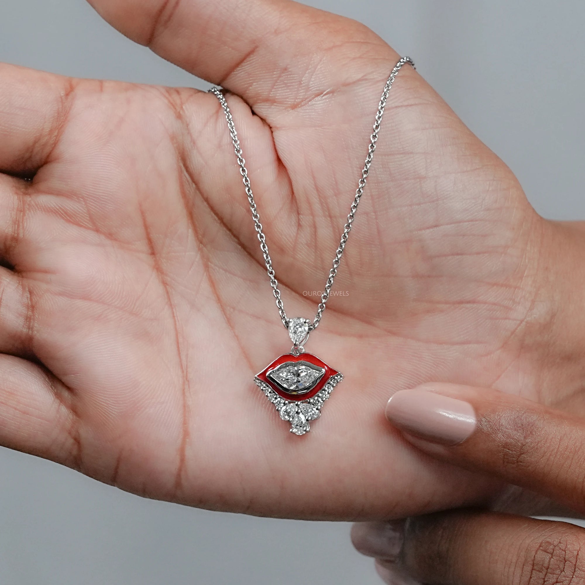 Antique Lip Cut Lab Grown Diamond Cluster Pendant Necklaces