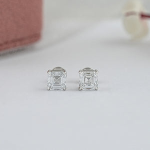 Boucles d'oreilles à tige en diamants de laboratoire taille Asscher