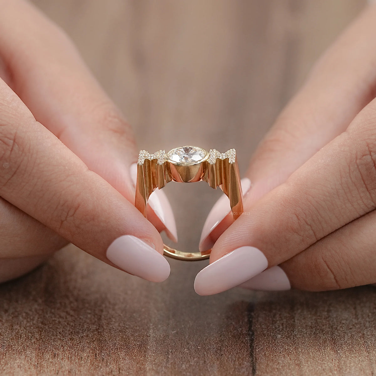 MOM Initial Letter Round Diamond Customized Ring Rings