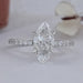 front view of marquise cut lab diamond solitaire hidden halo engagement ring