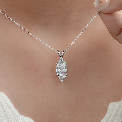 Marquise Lab Diamond Solitaire Bail Pendant Necklaces
