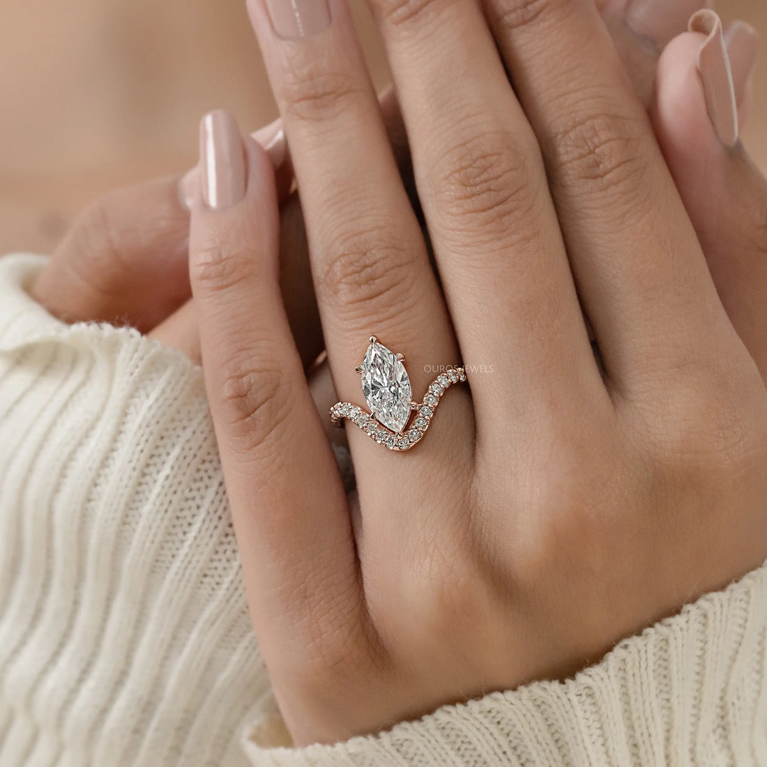 Marquise Diamond Wave Sculpt Ring Ring