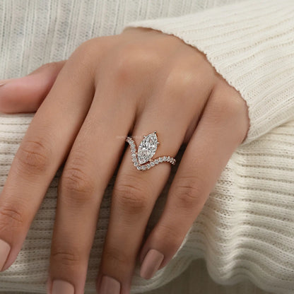 Marquise Diamond Wave Sculpt Ring Ring