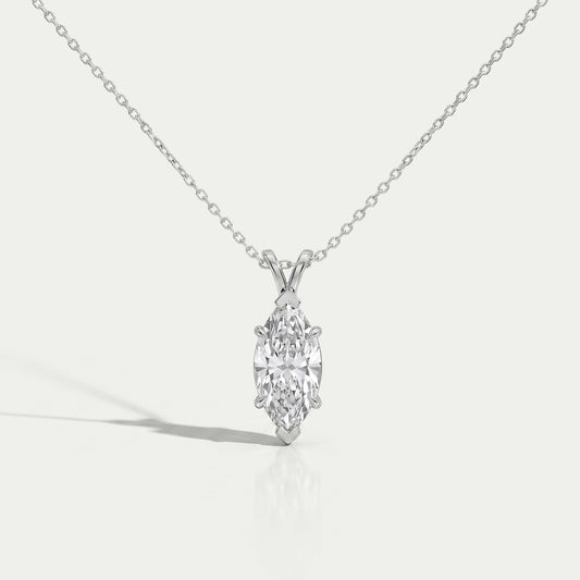 Marquise Lab Diamond Solitaire Bail Pendant Necklaces