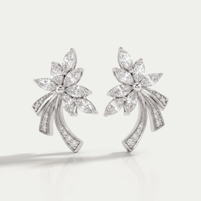 Boucles d'oreilles en grappe de diamants taille marquise