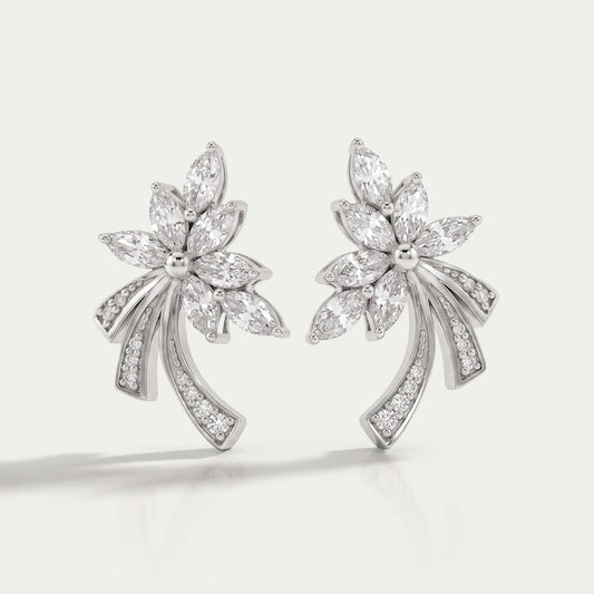 Boucles d'oreilles en grappe de diamants taille marquise