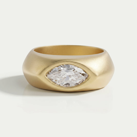 Marquise Cut Lab Diamond Matte Finish Band