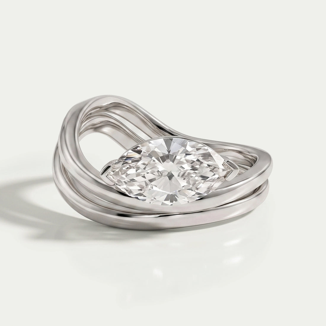 Marquise Diamond Plain Band Ring Set in Gold Rings