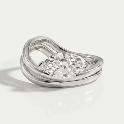 Marquise Diamond Plain Band Ring Set in Gold Rings