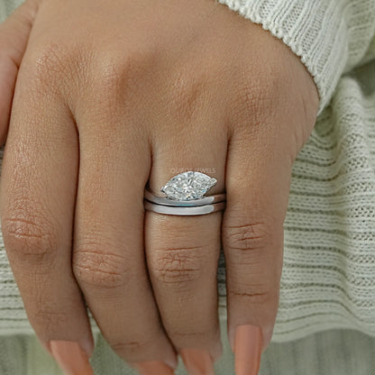Marquise Diamond Plain Band Ring Set in Gold Rings