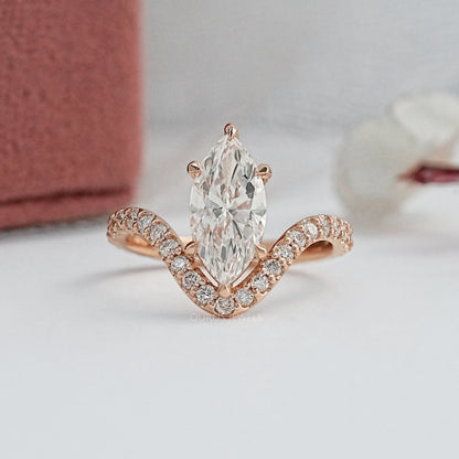 Marquise Diamond Wave Sculpt Ring Ring