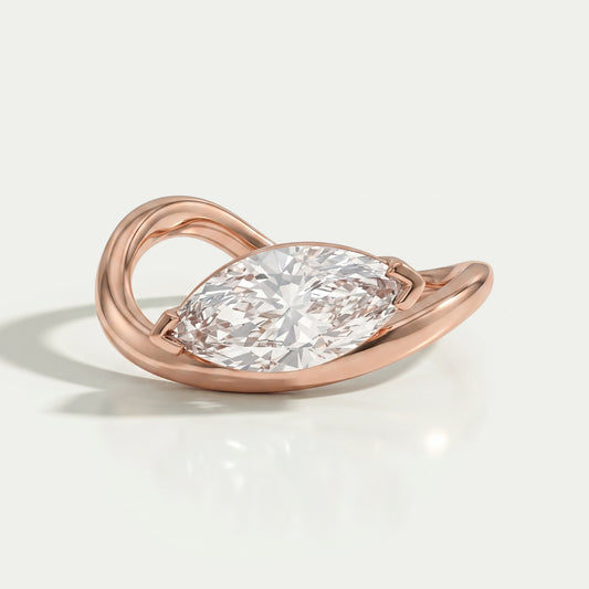 Lab Diamond Sculpted Wave Solitaire Ring Ring