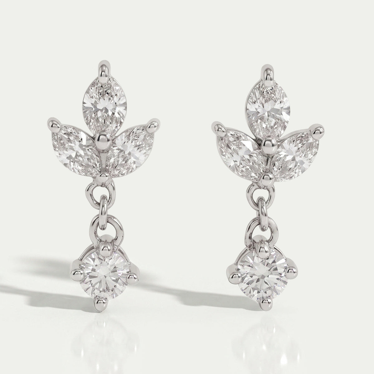 Marquise and Round Cut Diamond Dainty Drop Earrings Earrings