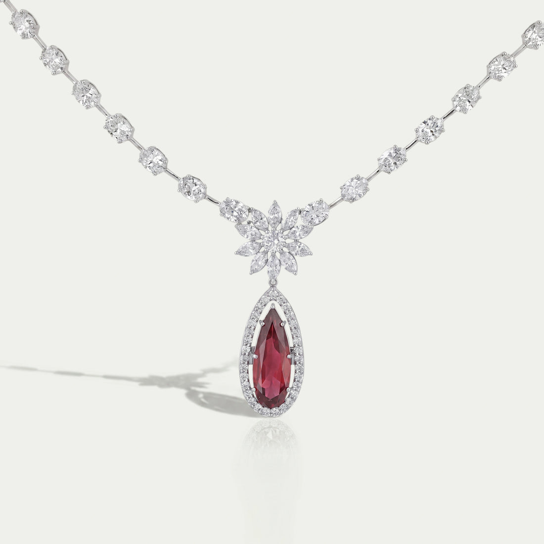 Red Ruby Pear Gemstone Bridal Necklace Necklaces