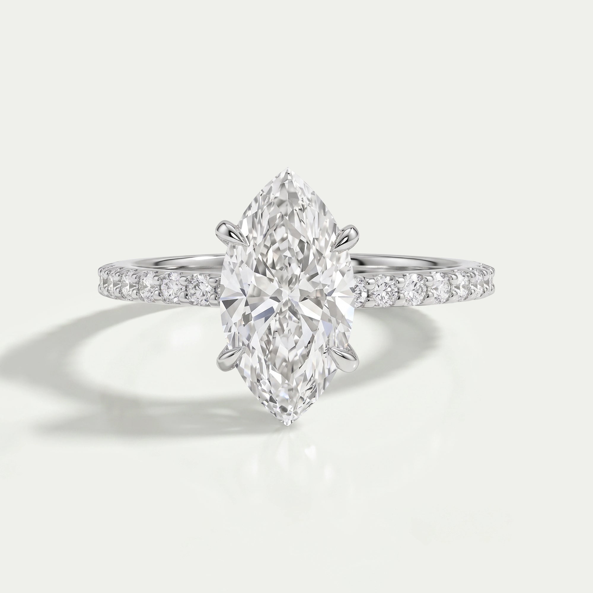 Marquise Cut Lab Grown Diamond Solitaire Accent Ring Ring