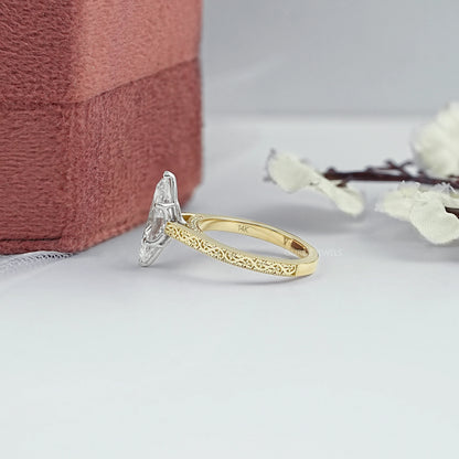Marquise Lab Diamond Engraving Ring
