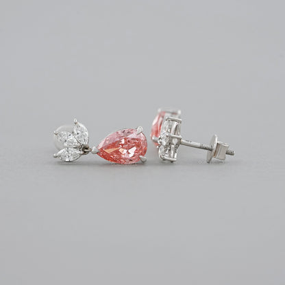 Fancy Pink Pear And Marquise Diamond Drop Earrings Earrings