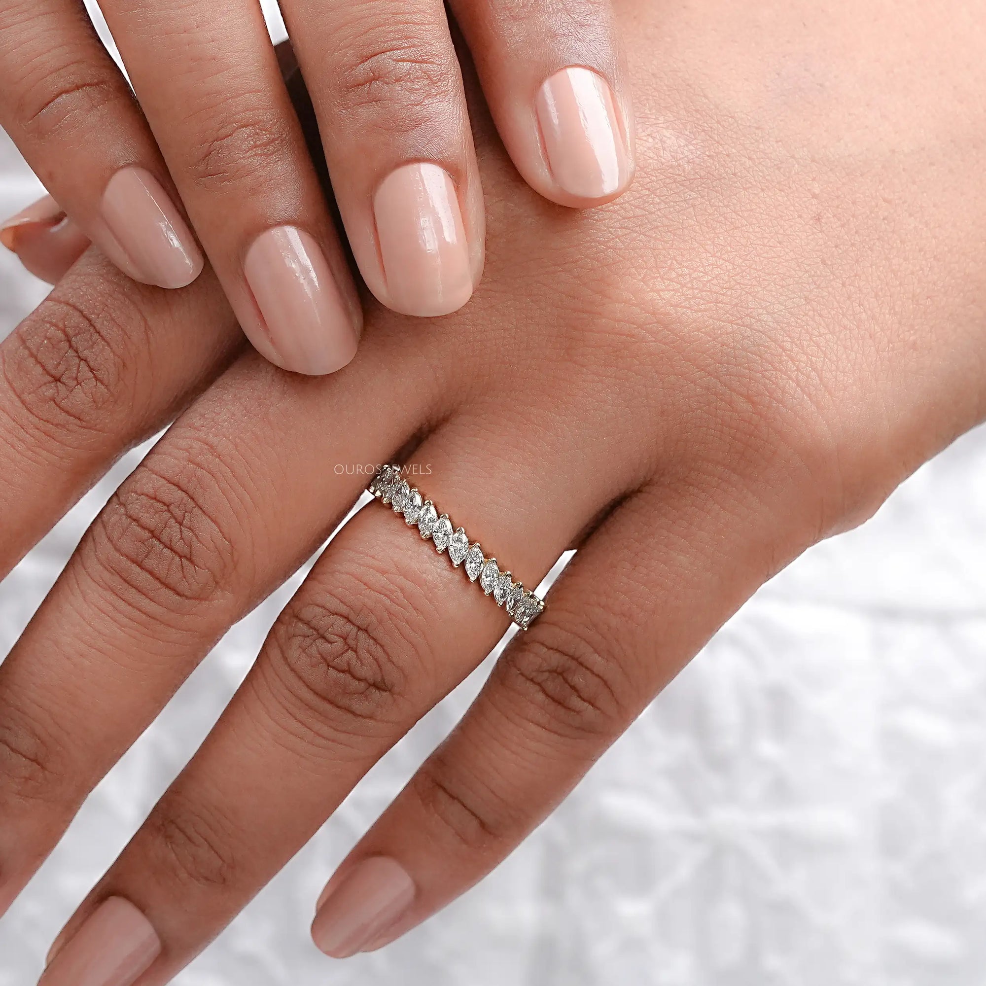 Marquise Cut Lab Grown Diamond Eternity Wedding Band Rings