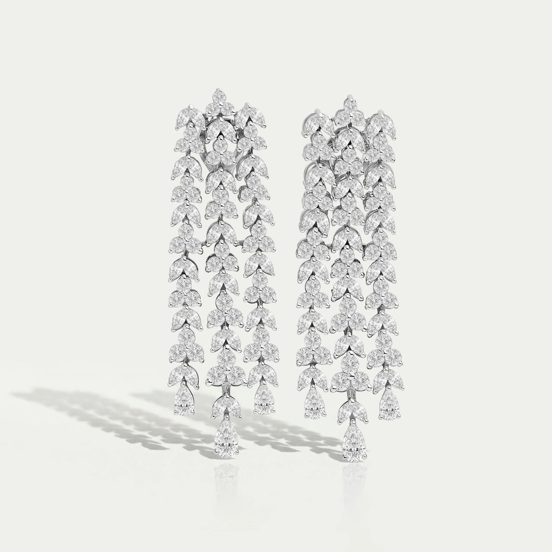 Marquise And Round Cut Lab Diamond Chandelier Earrings