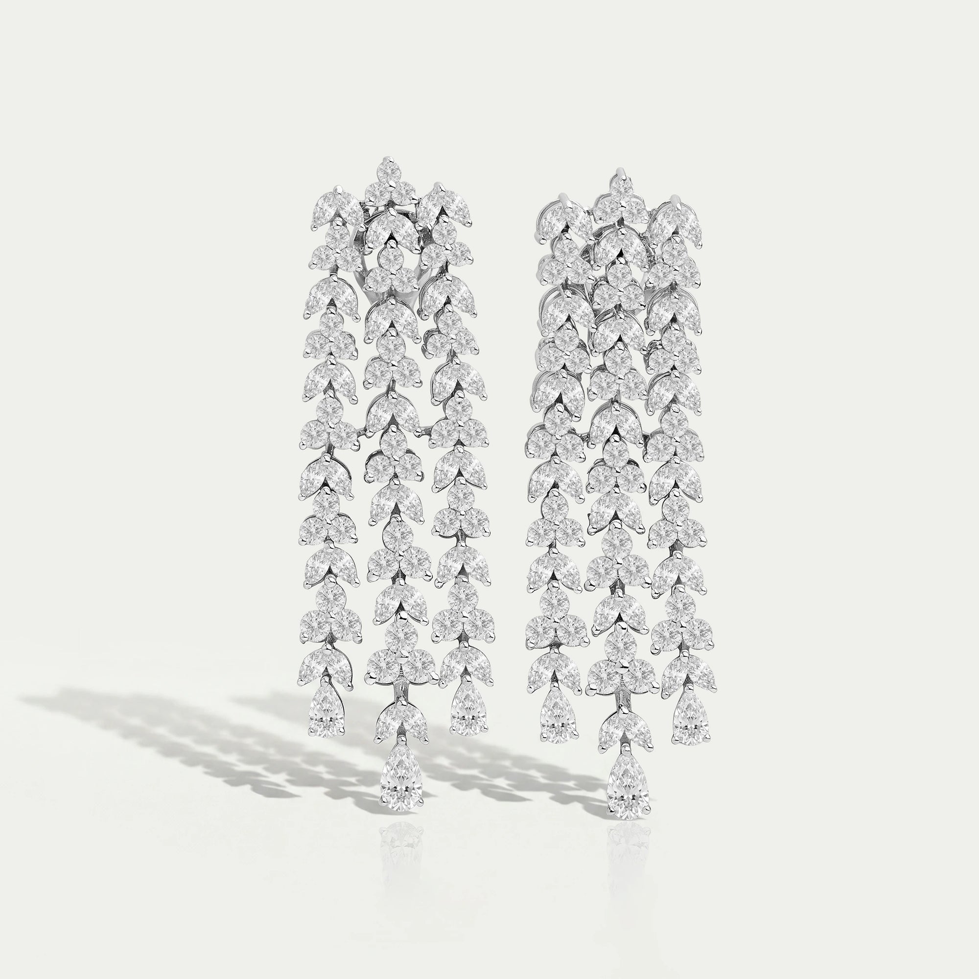 Marquise And Round Cut Lab Diamond Chandelier Earrings