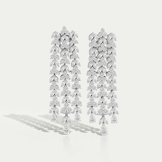 Marquise And Round Cut Lab Diamond Chandelier Earrings