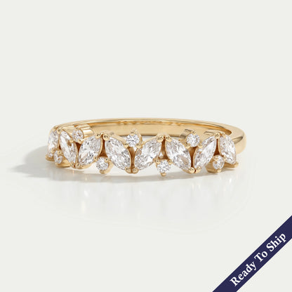 Marquise And Round Lab Diamond Dainty Ring Ring