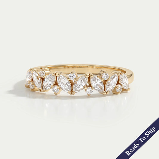 Marquise And Round Lab Diamond Dainty Ring Ring