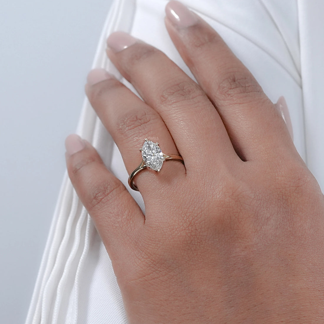 Six Prong Marquise Lab Diamond Solitaire Engagement Ring Rings