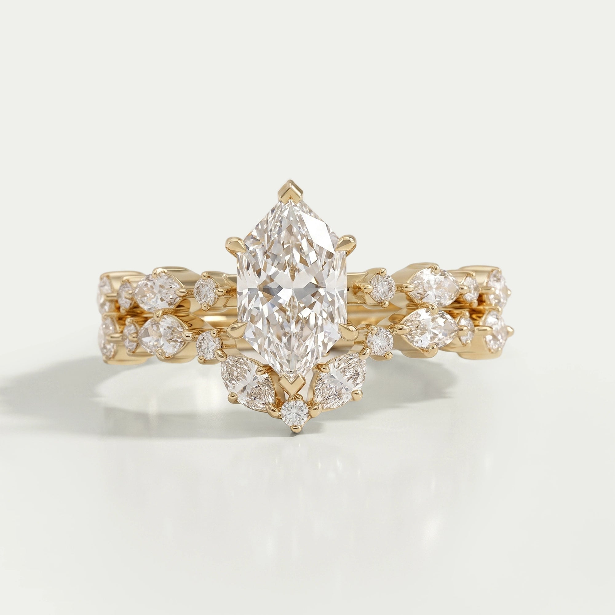 Dutch Marquise Lab Diamond Bridal Ring Set