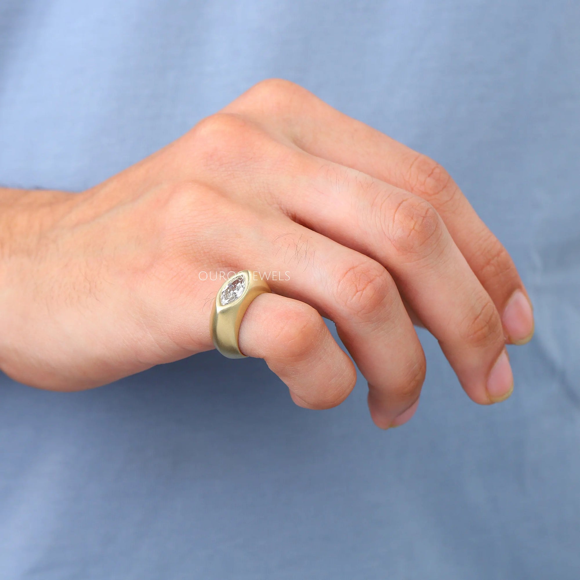 Marquise Cut Lab Diamond Matte Finish Band