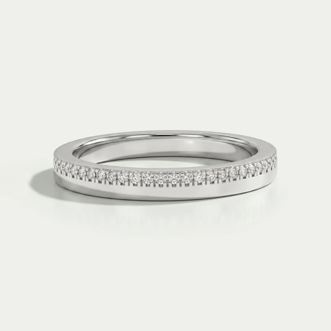 Matte Finish Round Diamond Wedding Band