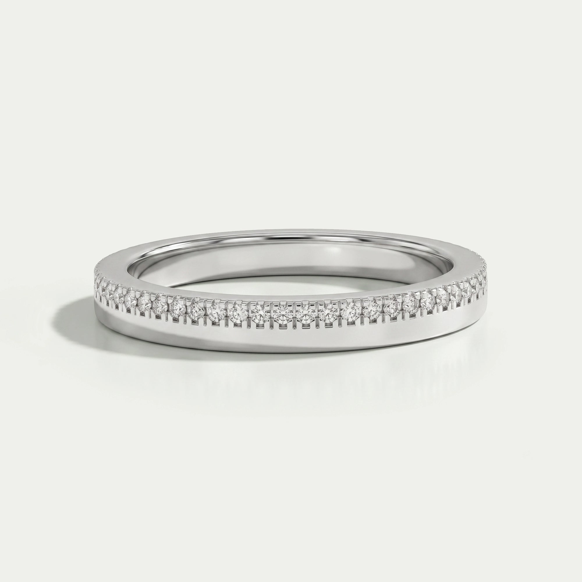 Matte Finish Round Diamond Wedding Band